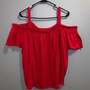 Cold Shoulder Red Top